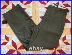 Vintage 40s US Army M43 Trousers Cotton Field OD 34x34 Deadstock WWII