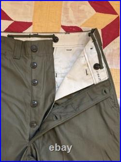 Vintage 40s US Army M43 Trousers Cotton Field OD 34x34 Deadstock WWII