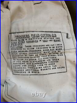 Vintage 40s US Army M43 Trousers Cotton Field OD 34x34 Deadstock WWII