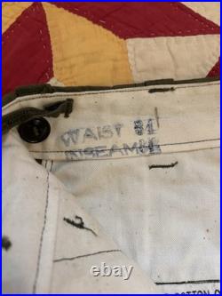 Vintage 40s US Army M43 Trousers Cotton Field OD 34x34 Deadstock WWII