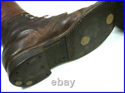 Vintage 40s WW2 Buckle Boots WWII Military Army Brown Leather Field Combat Mens