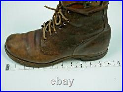 Vintage 40s WW2 Buckle Boots WWII Military Army Brown Leather Field Combat Mens