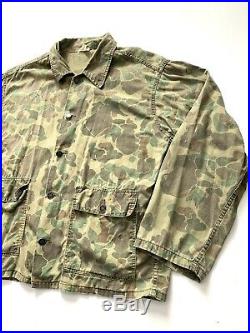 Vintage 40s WWII Frogskin 13 Star Button Camo Military US Army WW2 Shirt Jacket