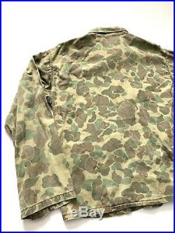 Vintage 40s WWII Frogskin 13 Star Button Camo Military US Army WW2 Shirt Jacket