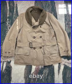 Vintage 40s WWII Mackinaw Jeep Coat Heavy Wool US Army Jacket Canvas Dated 1942