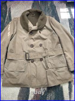 Vintage 40s WWII Mackinaw Jeep Coat Heavy Wool US Army Jacket Canvas Dated 1942