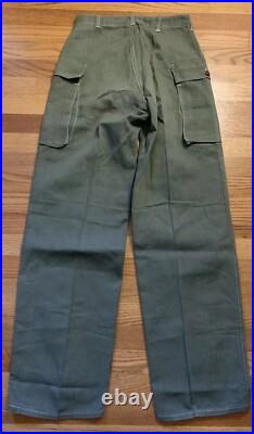 Vintage 40s WWII US ARMY MILITARY HBT Herringbone 13 Star Buttons Trousers Pants