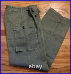 Vintage 40s WWII US ARMY MILITARY HBT Herringbone 13 Star Buttons Trousers Pants