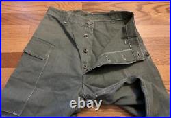 Vintage 40s WWII US ARMY MILITARY HBT Herringbone 13 Star Buttons Trousers Pants