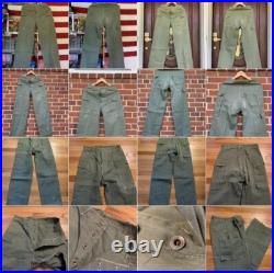 Vintage 40s WWII US ARMY MILITARY HBT Herringbone 13 Star Buttons Trousers Pants