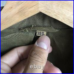 Vintage 40s WWII US ARMY MILITARY IKE O. D. Wool Field Jacket. Size 36 R Cropped