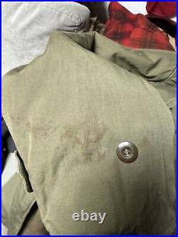 Vintage 40s WWII US Army Officers Heavy Wool Trench Coat Overcoat Jacket Size 39