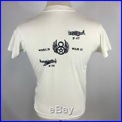 Vintage 70s 80s WWII Pilot Aviator Fighter Jet Airplane Military US Army T Shirt