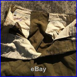 Vintage Antique Gas Flap Wool Military WWII Army USMC Pants Button Fly 31 31