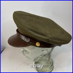 Vintage Antique US Military WWII Wool Army Officer's Hat Cap with Badge