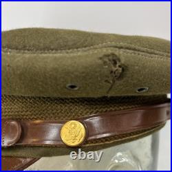 Vintage Antique US Military WWII Wool Army Officer's Hat Cap with Badge