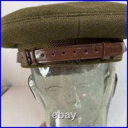 Vintage Antique US Military WWII Wool Army Officer's Hat Cap with Badge
