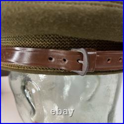 Vintage Antique US Military WWII Wool Army Officer's Hat Cap with Badge