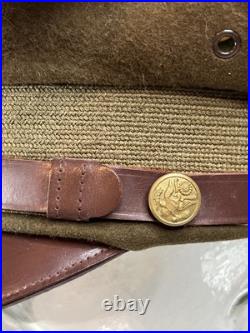 Vintage Antique US Military WWII Wool Army Officer's Hat Cap with Badge