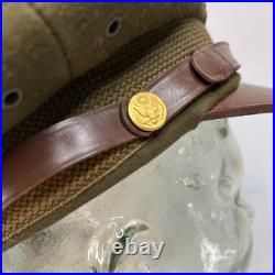 Vintage Antique US Military WWII Wool Army Officer's Hat Cap with Badge