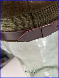 Vintage Antique US Military WWII Wool Army Officer's Hat Cap with Badge