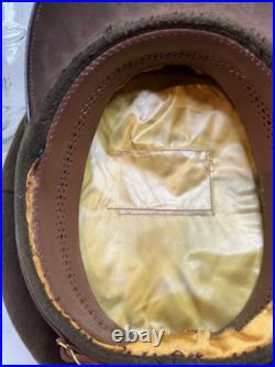 Vintage Antique US Military WWII Wool Army Officer's Hat Cap with Badge