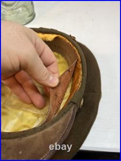 Vintage Antique US Military WWII Wool Army Officer's Hat Cap with Badge
