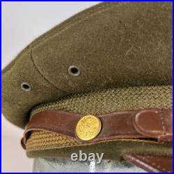Vintage Antique US Military WWII Wool Army Officer's Hat Cap with Badge