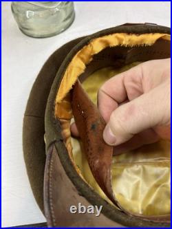 Vintage Antique US Military WWII Wool Army Officer's Hat Cap with Badge