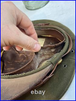 Vintage Antique US Military WWII Wool Army Officer's Hat Cap with Badge