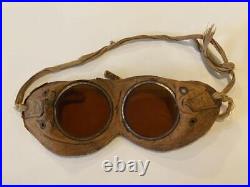 Vintage Japanese Imperial army Military Dust proof goggles leather #31