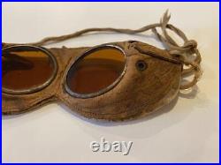 Vintage Japanese Imperial army Military Dust proof goggles leather #31