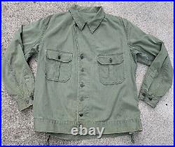 Vintage M43 HBT Jacket Shirt 1940s Military Army WWII WW2 OD 13 Buttons 48R