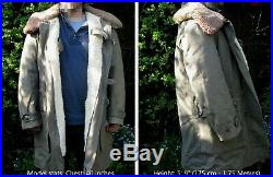 Vintage Mens Sheepskin WW2 M1909 Swedish Army Field Coat MATS LARSSON 1940s WWII