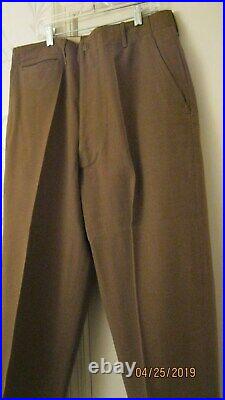 Vintage NICE! WW2 WWII US Army Trousers Wool M-1942 Mustard OD 34 35.5 Waist