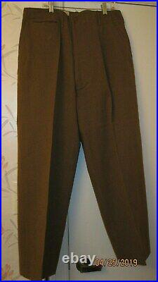 Vintage NICE! WW2 WWII US Army Trousers Wool M-1942 Mustard OD 34 35.5 Waist