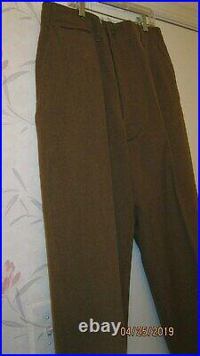 Vintage NICE! WW2 WWII US Army Trousers Wool M-1942 Mustard OD 34 35.5 Waist
