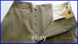 Vintage NICE! WW2 WWII US Army Trousers Wool M-1942 Mustard OD 34 35.5 Waist