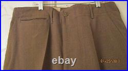 Vintage NICE! WW2 WWII US Army Trousers Wool M-1942 Mustard OD 34 35.5 Waist