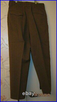 Vintage NICE! WW2 WWII US Army Trousers Wool M-1942 Mustard OD 34 35.5 Waist