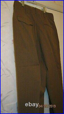 Vintage NICE! WW2 WWII US Army Trousers Wool M-1942 Mustard OD 34 35.5 Waist