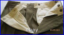 Vintage NICE! WW2 WWII US Army Trousers Wool M-1942 Mustard OD 34 35.5 Waist