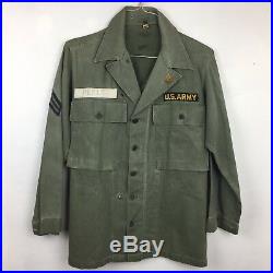 Vintage Original Korean Vietnam War WWII Us Army Combat Shirt Patches Button 50s