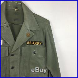 Vintage Original Korean Vietnam War WWII Us Army Combat Shirt Patches Button 50s