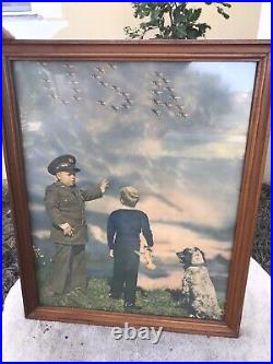 Vintage Original WWII Army Air Corp Military Recruitment Poster Period Frame