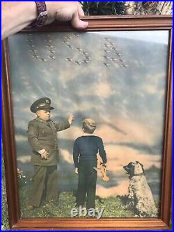 Vintage Original WWII Army Air Corp Military Recruitment Poster Period Frame