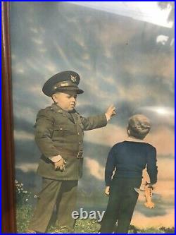 Vintage Original WWII Army Air Corp Military Recruitment Poster Period Frame