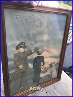 Vintage Original WWII Army Air Corp Military Recruitment Poster Period Frame