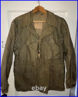 Vintage Original WWII M1943 Field Jacket Army Green HBT WW2 Military Size 38R