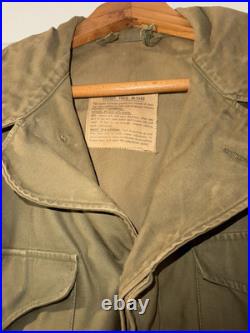 Vintage Original WWII M1943 Field Jacket Army Green HBT WW2 Military Size 38R